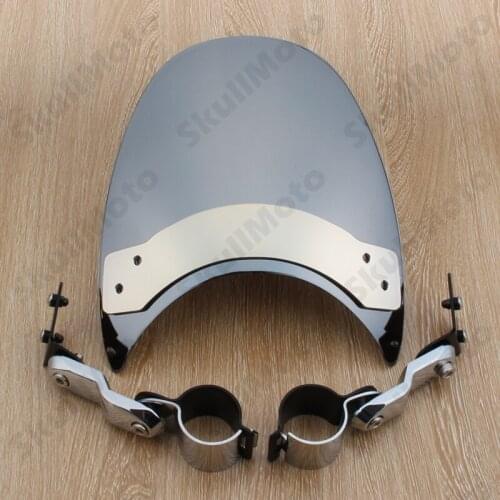 Chrome Motorcycle Fork Mount Windscreen Windshield For Harley Dyna Super Low Glide XL883 1200 BLK