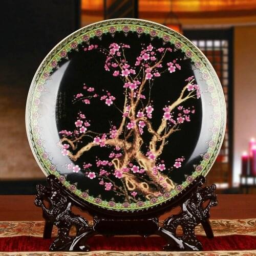 10 inch Chinese Style Classic Plum Blossom Pattern Ceramic Decorative Plate For Famliy Gift