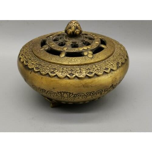 Chinese Exquisite Hand-Carved Beast Carving Lotus Incense Burner