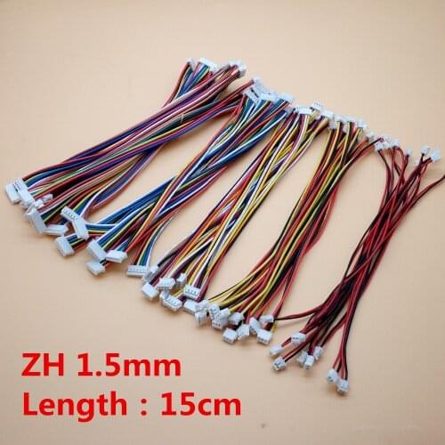 10Pcs Connector Wire Cable ZH 1.5mm 2/3/4/5/6/8 Pin Double Connectors Electronic Line Terminal Plug Forward Direction 15cm 26AWG