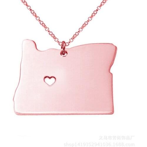 Fashion Trends Hot Jewelry Map Of Oregon USA Necklace Electroplated Stainless Steel Pendant