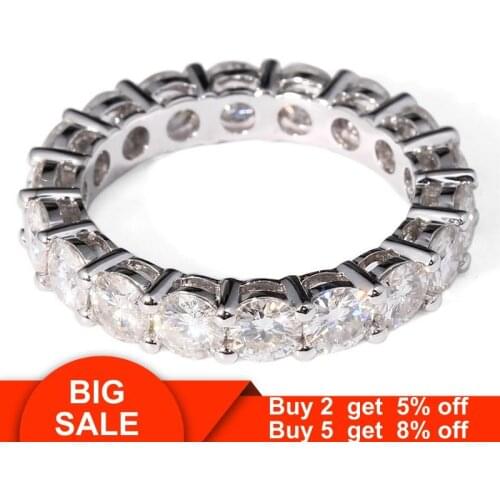 2019 Eternity Band Promise ring 925 Sterling silver 4mm AAAAA cz Engagement Wedding Rings for women Men Statement Jewelry Gift