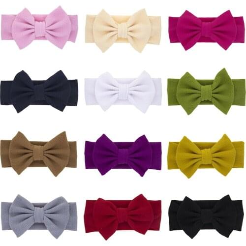 2020 New Hot Newborn Headband Flexible Elastic Baby Hair Band Flower Girls Bow-knot Deco Pure Color Beautiful Kids Pretty Girls