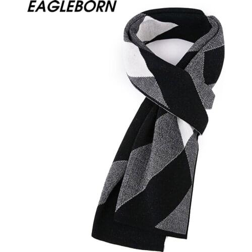 2020 NEW Winter Men Scarf Fashion Wool Scarf Plaid High Quality Wool Cashmere Knitted Scarf Business Scarf Men Diamond Lattice
