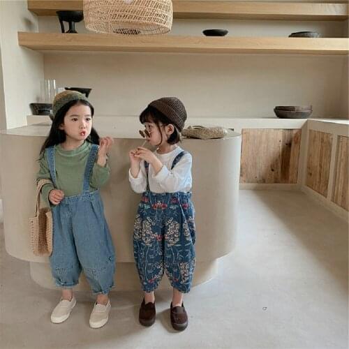 2021 Autumn High-Quality Hot-Selling New Childrens Clothes For Boys And Girls Flower Color Denim Overalls