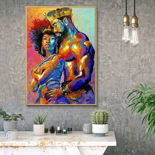 Poster HD Print King and Queen African Art Canvas Painting Mural Modern Living Room Bedroom Home Decor Picture
