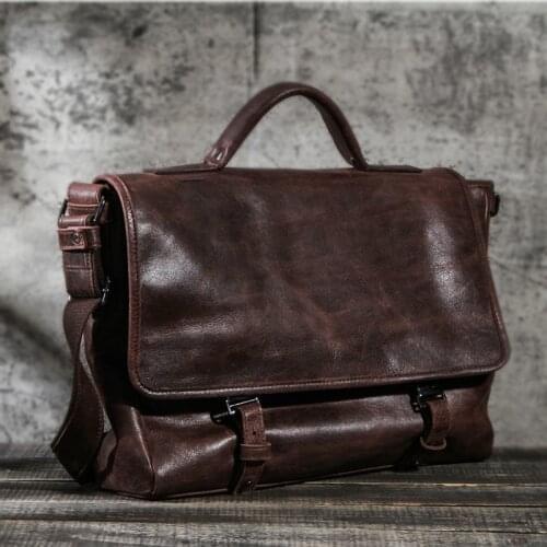 2021 New Men Genuine Leather Briefcase Bag Mens Shoulder Bag Soft Leather Mens Hand Bag Crossbody Bag Solid color