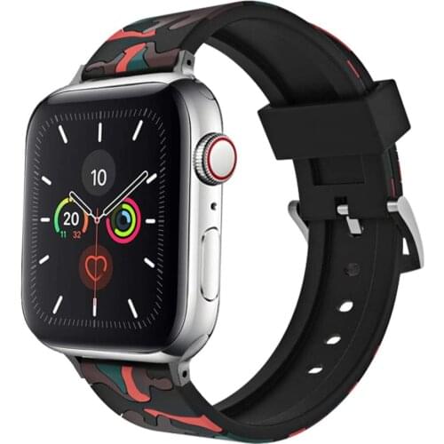 Camouflage strap for Apple watch band42mm 38mm Silicone belt correas bracelet watchband iWatch band 44mm 40mm series 6 5 4 3 se