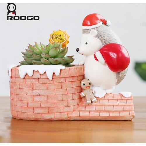 Roogo Christmas decor flower pot animal shape Hedgehog house planter succulent bonsai flower box Best Christmas Gifts For Kids
