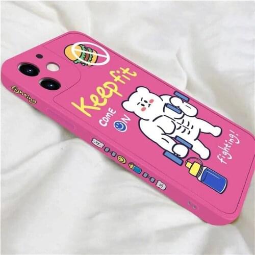 Cartoon lovely bear phone case for iphone xs max xr x soft back cover for iphone 12mini 11 pro max 6s 6 7 8 plus se2020 bumper