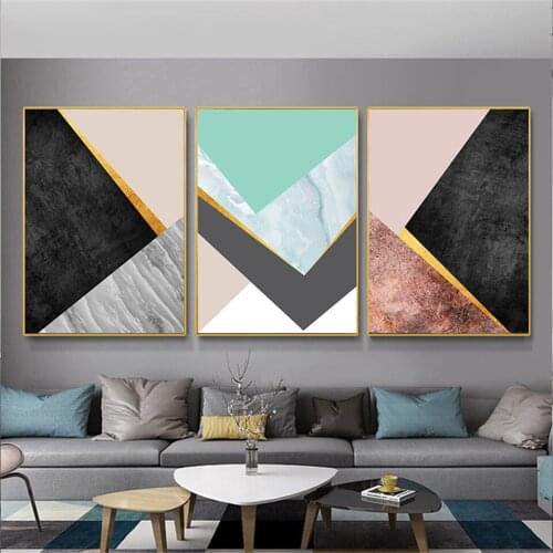 Nordic Triangle Hexagon Geometry Mosaic Combination Canvas Paintings Poster Print Home Decorative Wall Art Pictures Living Room