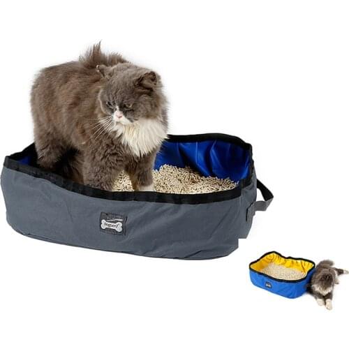 Folding Pet Cat Litter Box Dog Toilet Tray Waterproof Cat Litter Bedpan Outdoor Travel Portable Toilet Puppy Cats Dog Litter Box