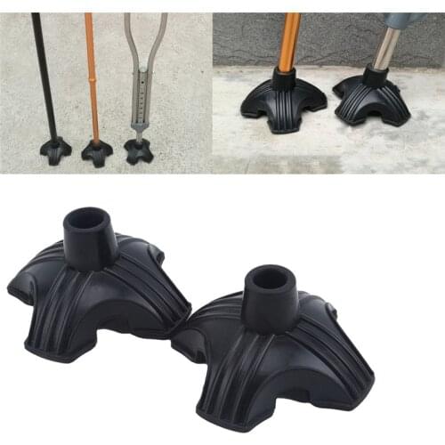 Walking Stick Cane Crutch Tripod Pad Rubber Tip Self Standing Non-slip End Ferrule Cap Bottom Black Sport Health Care