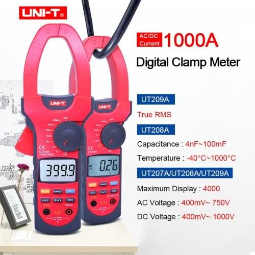 UNI-T UT207A/UT208A/UT209A Industry 1000A Digital Clamp Meters Frequency Measure Multimeters Auto Range Capactance Resistance