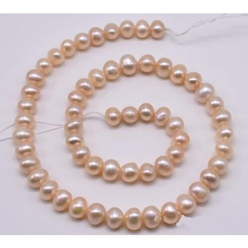High Luster Loose Pearl Jewellery,7-8MM Pink Real Freshwater Pearl Beads,Wholesale DIY For Woman Jewelry Making