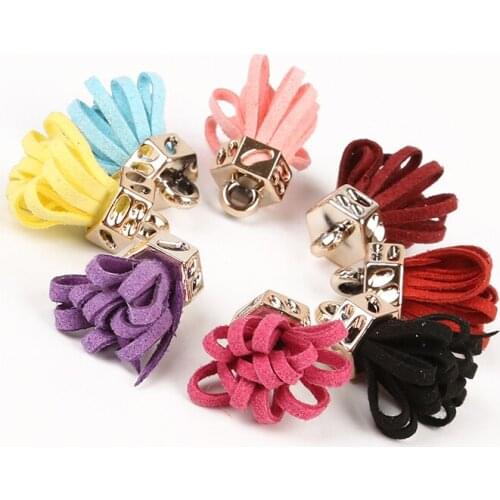 10pcs 25MM Suede DIY Earring Tassels With Hole Silver Beads Cap Korean Velvet Tassel For DIY Carft Art Jewelry Making Findings