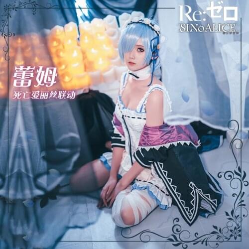 Anime Re:Life In A Different World From Zero Rem With SINoALICE Cooperate Dress Cosplay Costume Women Halloween Free Shipping