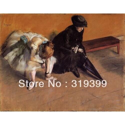 100% handmade Oil Painting Reproduction on linen canvas,Waiting by edgar degas,Free Shipping via FeDex,Museum quality paintings