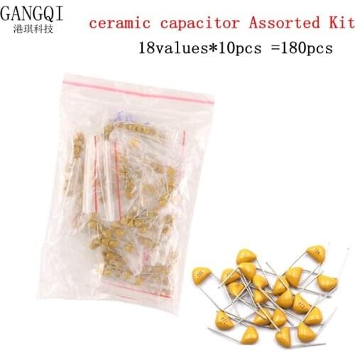 18values*10pcs =180pcs Monolithic Ceramic Capacitor 20pF~1uF,ceramic capacitor Assorted Kit