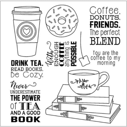 2019 New 1pcs 10*10cm DIY Clear Stamp Drink Tea Birthday Festival Silicone Cling Seal Scrapbook Embossing Album Decor