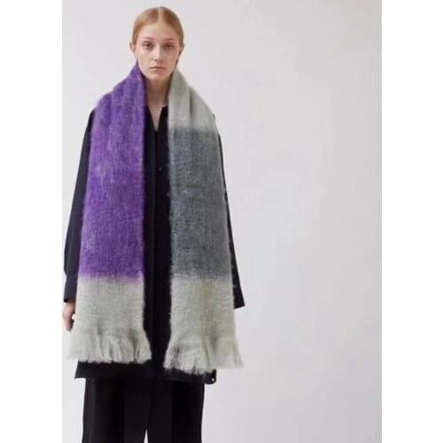 2019 Europe and America JIL Celebrity Style Mixed Colors Faux Cashmere Scarf Female Autumn & Winter Super Warm Shawl