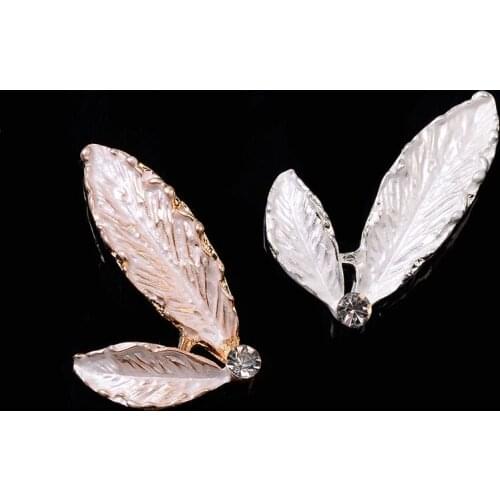 2019New 100Pcs Alloy Rhinestones Leaves button for DIY bridal headdress jewelry hair accessories HZ600