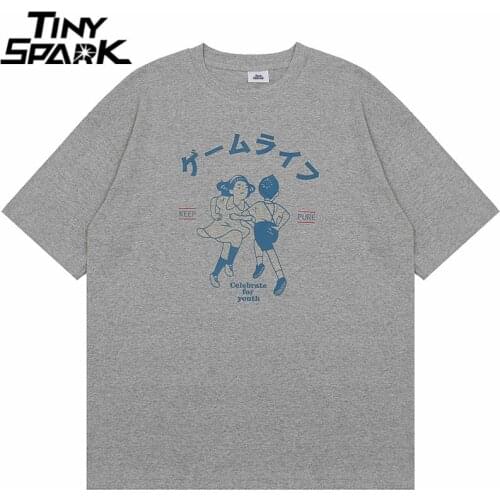 2021 Men Hip Hop Streetwear T Shirt Japanese Kanji Children Print T-Shirt Harajuku Cotton Casual Tshirt Short Sleeve Tops Tees