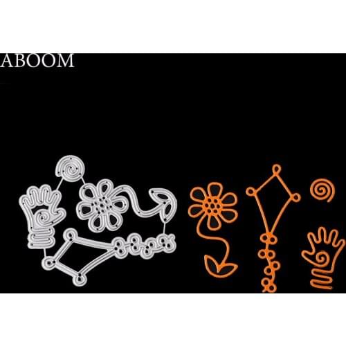 ABOOM Flower Hand Pattern Metal Silver Cutting Dies Embossing Folder Decorative Scrapbooking Album Photo Paper Card Die Cut