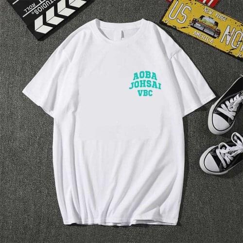 Anime Haikyuu T-Shirts Aoba Johsai VBC Letter Print Men Women Streetwear Pure Cotton T Shirt Harajuku Tees Tops Unisex Clothing