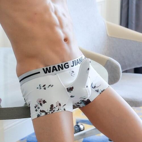 Man Sexy Ice Silk Nylon Boxers Shorts Funny Panties Male Gay Penis Pouch Jockstrap Bulge Underwear Men Shorts mens cotton boxers