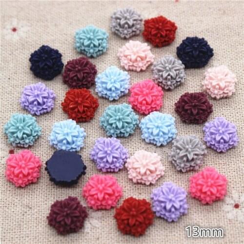 50PCS 13mm Mix Colors Cute Antique Color Resin Flowers Flatback Cabochon DIY Jewelry/Craft Making