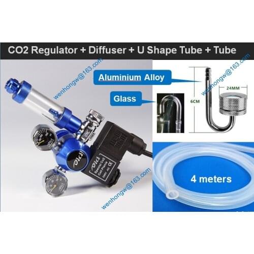 DICI Aquarium Solenoid Valve Dual Gauge CO2 Regulator Vertical Bubble Counter DC02-04, FISH TANK, PLATNS TANK + FREE SHIPPING