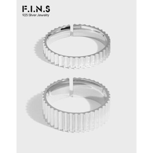 F.I.N.S Korean Minimalist Wheel Mark Texture S925 Sterling Silver Open Ring Stackable Unisex Coupon Fine Silver 925 Finger Ring