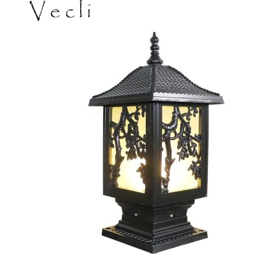 Chinese style outdoor pillar lamp park villa gazebo fence residential column light landscape chapiter lighting