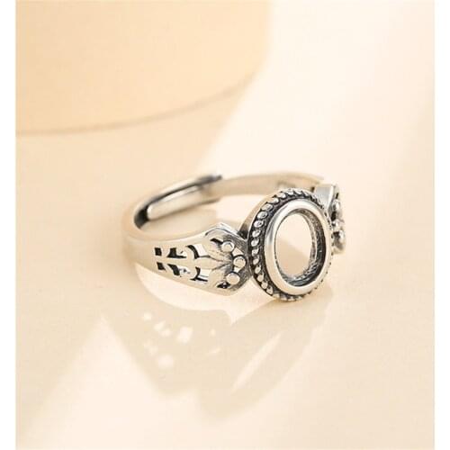 Ring Setting for 5.5x7.5mm Oval Cabochons Ring Blank Thai Sterling Silver Adjustable Band Ring Base SR0027