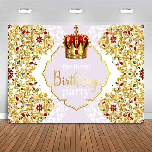 Royal Crown Prince Newborn Baby Shower Backdrop For Photography Gold Glitter Background For Photo Studio Supplies Party Decor