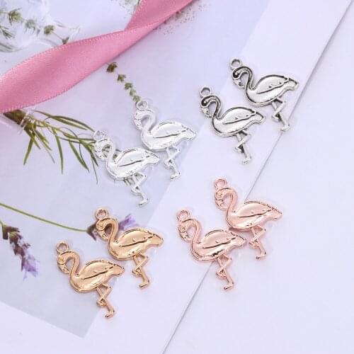 10 pieces of charm jewelry-making flamingo-animal pendant-handmade bracelet necklace jewelry