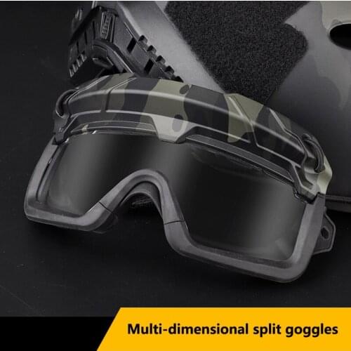 Multi-dimensional split tactical goggles compatible with fast helmet field outdoor hunting shooting eye protection Two Use Modes