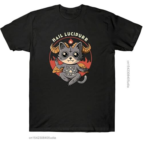 Satan Cat Hail Lucipurr Cat Lovers Version Vintage Graphic Funny Mens T Shirt Harajuku Ullzang T Shirt Tops Male