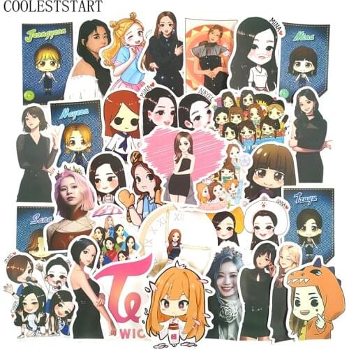 50Pcs/pack Cute Twice Girl Group Cartoon Kpop Stickers Fun Stickers For Refrigerator DIY Suitcase Laptop Skateboard Motorcycle