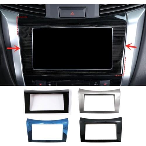 GPS Navigation Panel Trim Cover for Nissan Navara NP300 Frontier 2017 2018 2019 stainless steel Car Styling accessories