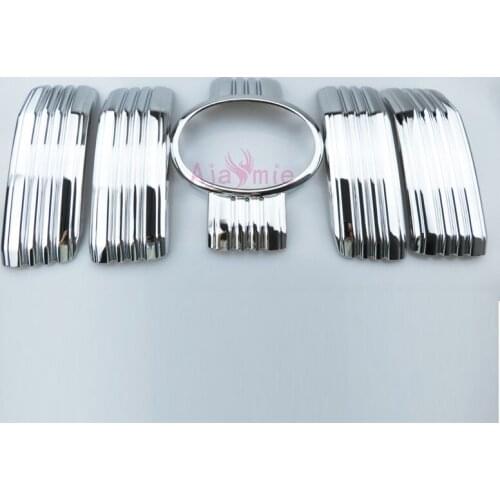 For Toyota Land Cruiser Prado FJ150 2018 Front Grille Bumper Trims With Camera Hole Chrome Car Styling Prado Accessories