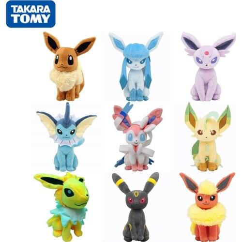 TAKARA TOM 22cm POKEMON Plush Dolls Toy Kawaii Glaceon Umbreon Leafeon Jolteon Espeon Flareon Eevee Sylveon Christmas Kids Gift