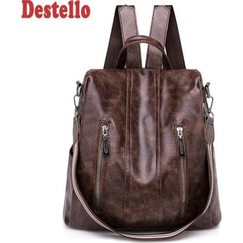 New Fashion Casual PU Women Anti-theft Backpack 2020 Hight Quality Vintage Backpacks Female Larger Capacity Travel Shoulder Bag