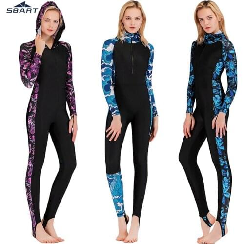 SBART Women Men Long Rash Guard Lycra Sun Snorkeling Wetsuit Diving Beach Body suit Jellyfish Protect High Elastic Swimsuit Hat