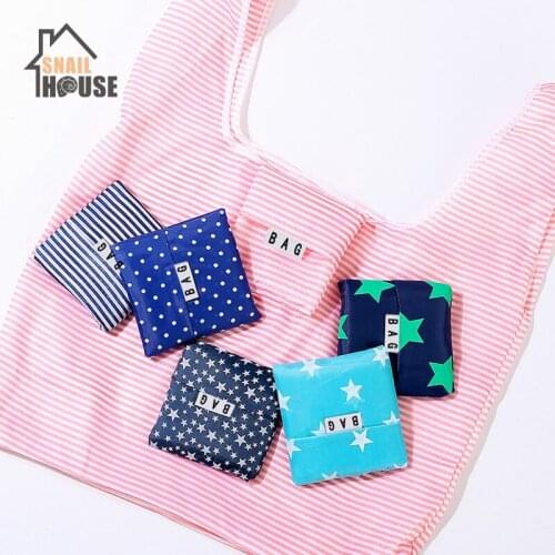 Snaihouse New Fashion Foldable Green Shopping Bags Sundries Basket Storage Pouch Large-capacity Convenient Handbags Organization