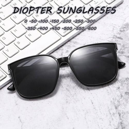 2021 Summer Diopter 0 -0.5 -1 To -6.0 Men Women Square Polarized Sunglasses Leg Anti-glare Minus Lens Prescription Sunglasses