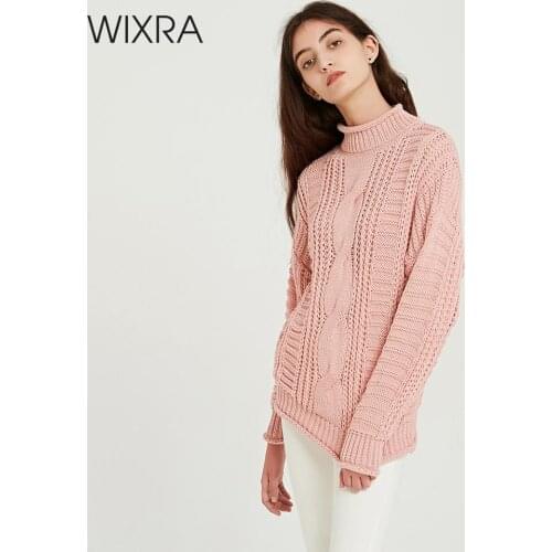Wixra Sweaters Solid Warm Turtleneck Casual Ladies Long Sleeve Knitted Sweater Pullovers Womens Jumpers 2019 Autumn Winter