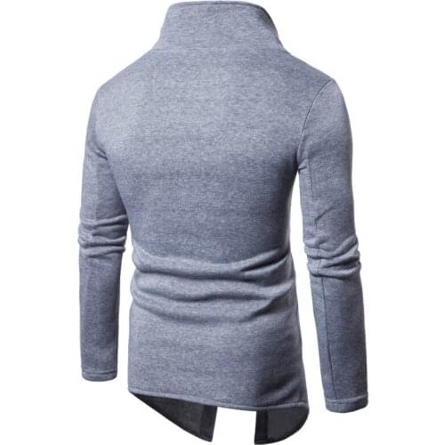 Spring New Men Turleneck Sweatshirt Single Breasted Button Punk Tops Casual Streetwear Rock Harajuku Slit Moleton Masculino Navy