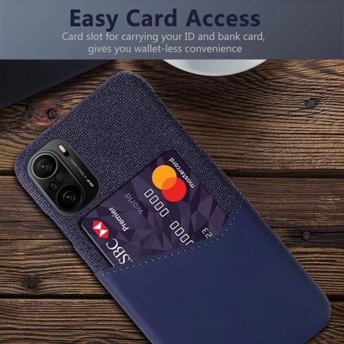 Febric Card Holder Cover For Xiaomi Mi Poco F3 X3 NFC F2 Pro M3 X2 Cloth Texture PU Antiskid Case For Redmi K20 K30 K40 Pro Plus